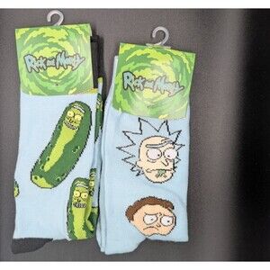 Rick And Morty {adult swim} Novelty Crew Socks 2 Pair Men's Shoe Size 8-12 NWT